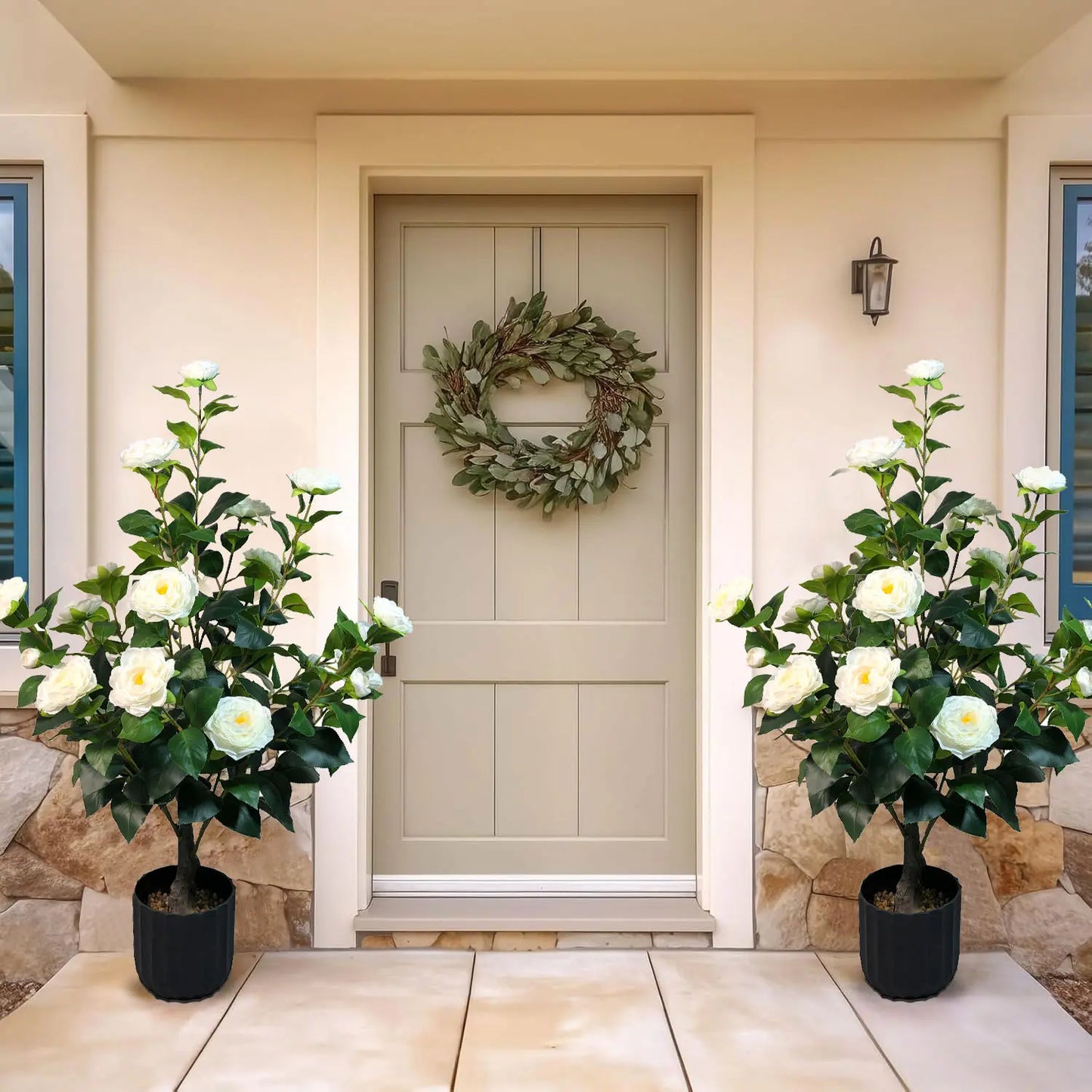 2 Pcs 3-foot Camellia Tree with DecorativePebbles