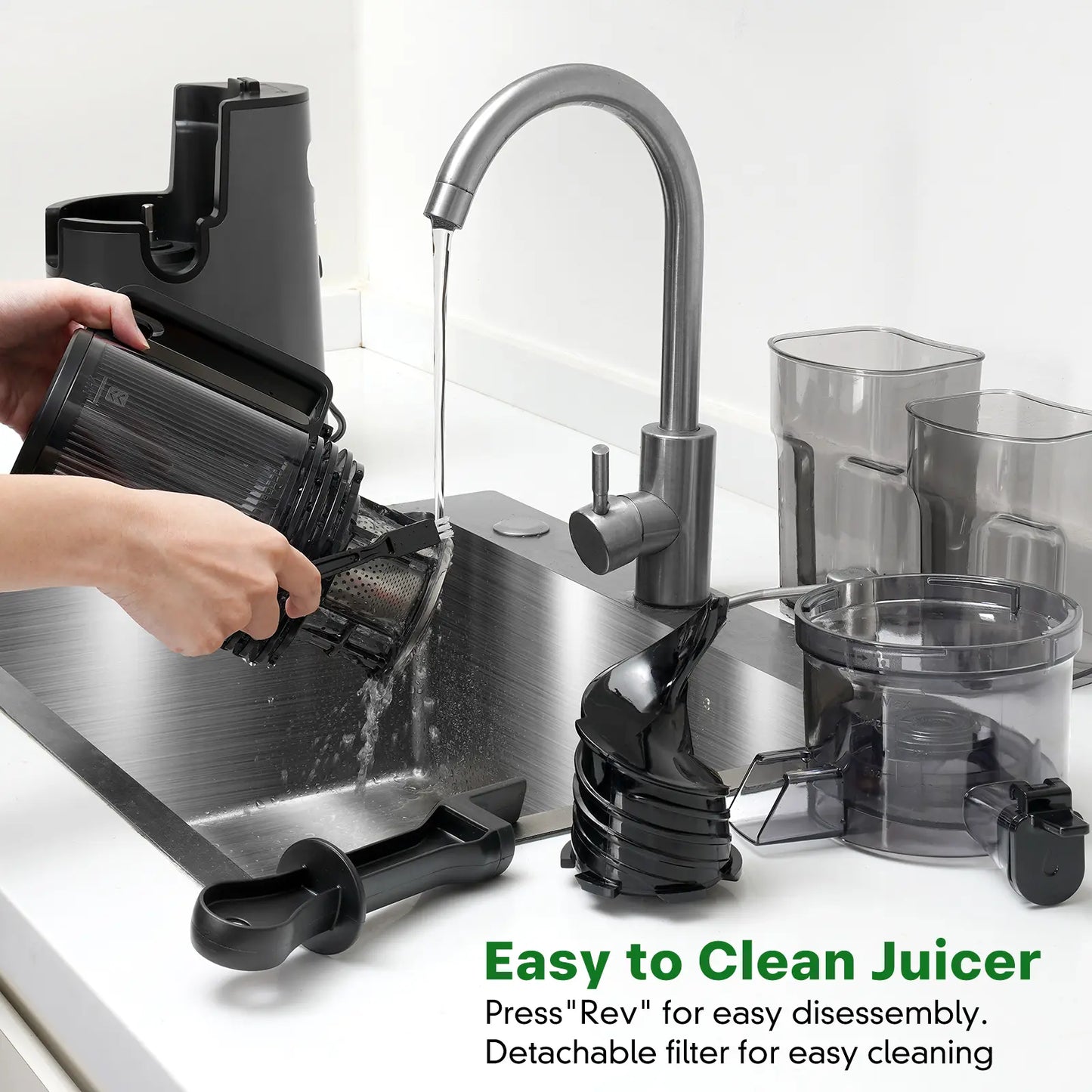Cold Press Juicer -  5.4 Inch Feed Chute, High JuiceYield, Easy Clean, 55rpm Technology for  Vegg