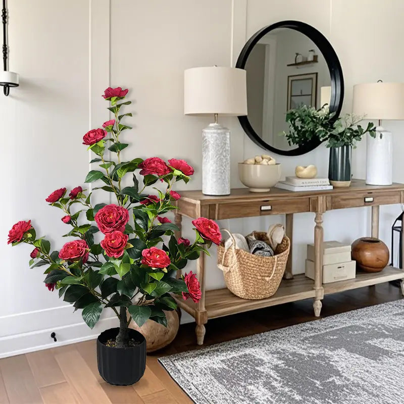 2 Pcs 3-foot Camellia Tree with DecorativePebbles