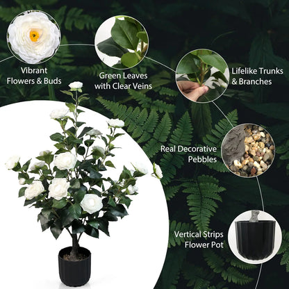 2 Pcs 3-foot Camellia Tree with DecorativePebbles